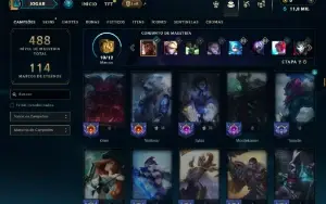 Platina 4 com TODOS os champs e 70 Skins ( Nivel 469 )