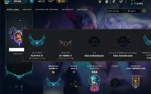 Platina 4 com TODOS os champs e 70 Skins ( Nivel 469 )