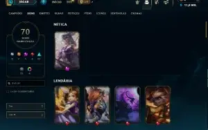 Platina 4 com TODOS os champs e 70 Skins ( Nivel 469 )