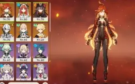 Conta com Mavuika,Arlecchino,Nilou e Hutao,COM 5 T5 e 2 arma