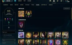 Conta bronze 1 com 77 Champs e 158 Skins + 1 Prestigio