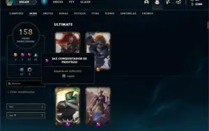 Conta bronze 1 com 77 Champs e 158 Skins + 1 Prestigio