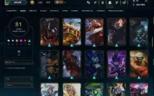 Unranked com TODOS os Champs e 81 Skins ( ADC / SUP / MID )