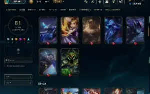 Unranked com TODOS os Champs e 81 Skins ( ADC / SUP / MID )