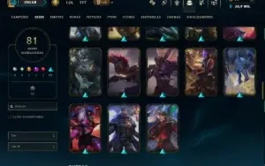 Unranked com TODOS os Champs e 81 Skins ( ADC / SUP / MID )