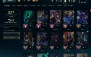 Unranked com TODOS os Champs e 81 Skins ( ADC / SUP / MID )