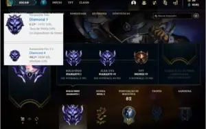 Conta diamante 1 e diamante 4 flex com 4 skins e 32 champs
