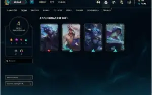 Conta diamante 1 e diamante 4 flex com 4 skins e 32 champs