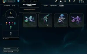 Conta diamante 1 e diamante 4 flex com 4 skins e 32 champs