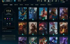 Ouro 1 com TODOS os champs e 234 Skins
