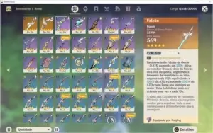 Keqing c1 + Venti + Klee + Falcão + Arco 5*