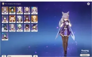 Keqing c1 + Venti + Klee + Falcão + Arco 5*