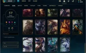 Conta prata 1 com 37 skins e 74 champs