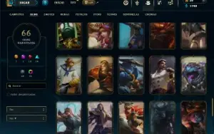 Unranked com 105 Champs e 66 Skins