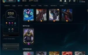 Conta League of legends diamante e 220 skins top !!
