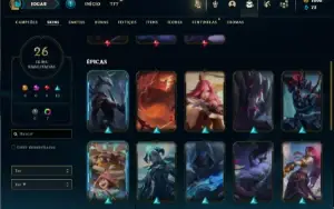 Conta Unranked com 60 Champs e 26 Skins + 1100 RP