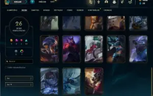 Conta Unranked com 60 Champs e 26 Skins + 1100 RP
