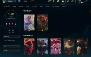 Ouro 4 com 115 Champs e 130 Skins + 2 Ultimates ( JG / MID )