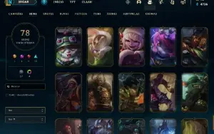 Conta lol, LVL 220, 78 SKINS, 64 EMOTES, 131 Campeões