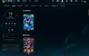 Conta lol, LVL 220, 78 SKINS, 64 EMOTES, 131 Campeões