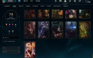 Conta lol, LVL 220, 78 SKINS, 64 EMOTES, 131 Campeões