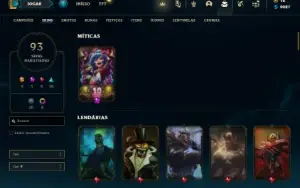 Conta Unranked com 150 Champs e 93 Skins + 7 Vitoriosas