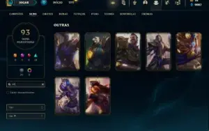 Conta Unranked com 150 Champs e 93 Skins + 7 Vitoriosas
