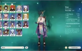 Conta AR 48 com Zhongli, Xiao, Diluc c1e Mona +3  Arma 5*