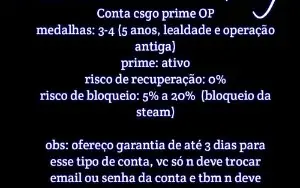 Contas csgo prime com varias medalhas