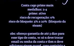 Contas csgo prime com varias medalhas