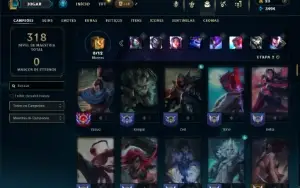 Unranked com 105 Champs e 45 Skins