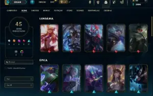 Unranked com 105 Champs e 45 Skins