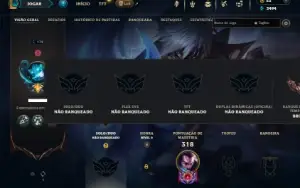 Unranked com 105 Champs e 45 Skins