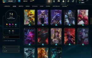 Unranked com 105 Champs e 74 Skins + Ryze Triunfante