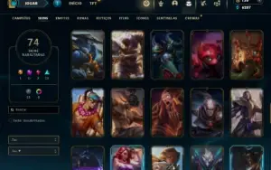 Unranked com 105 Champs e 74 Skins + Ryze Triunfante