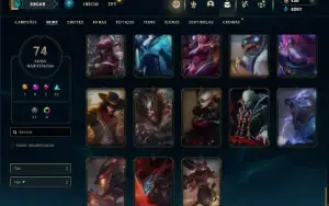 Unranked com 105 Champs e 74 Skins + Ryze Triunfante