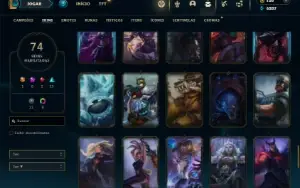 Unranked com 105 Champs e 74 Skins + Ryze Triunfante