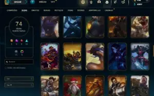 Unranked com 105 Champs e 74 Skins + Ryze Triunfante