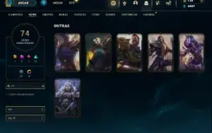 Unranked com 105 Champs e 74 Skins + Ryze Triunfante
