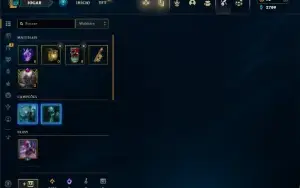 Unranked (ex ouro) com 23 Champs e 3 Skins + 3 Espolios
