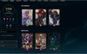 VENDO CONTA LOL COM 298 SKINS E RECOMPENSAS DESDE A SEASON 3