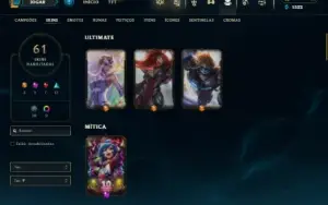 Esmeralda 2 com 90 Champs e 61 Skins ( ADC / MID / JG )