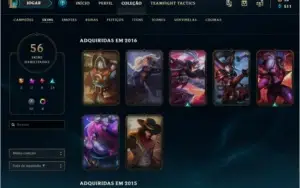 CONTA LOL QUASE  FALTANDO 14 CAMPEÕES GOLD 1 58 SKINS