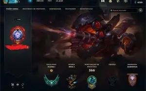 Diamante 1 105 skins quase tds os champs e 2432 RP