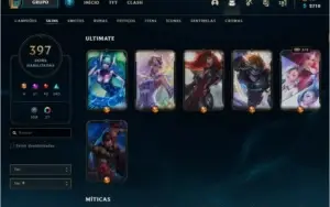 Conta LoL Gold 4 lvl 454 397 skin com skins raras