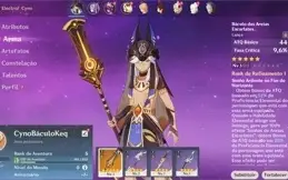 Conta Genshin Impact AR 5 com Cyno, Báculo e Keqing