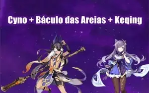 Conta Genshin Impact AR 5 com Cyno, Báculo e Keqing