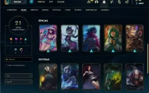 Conta Platina 4 com 55 Champs e 21 Skins + 4 Fragmentos