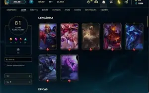 Conta bronze 4 com 105 Champs e 81 Skins + 3 Espolios