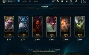 Conta bronze 4 com 105 Champs e 81 Skins + 3 Espolios